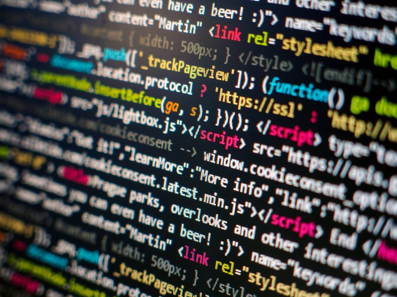 Código de programación en pantalla